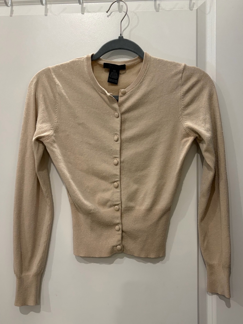 The Limited Beige Crewneck Button-Front Cardigan